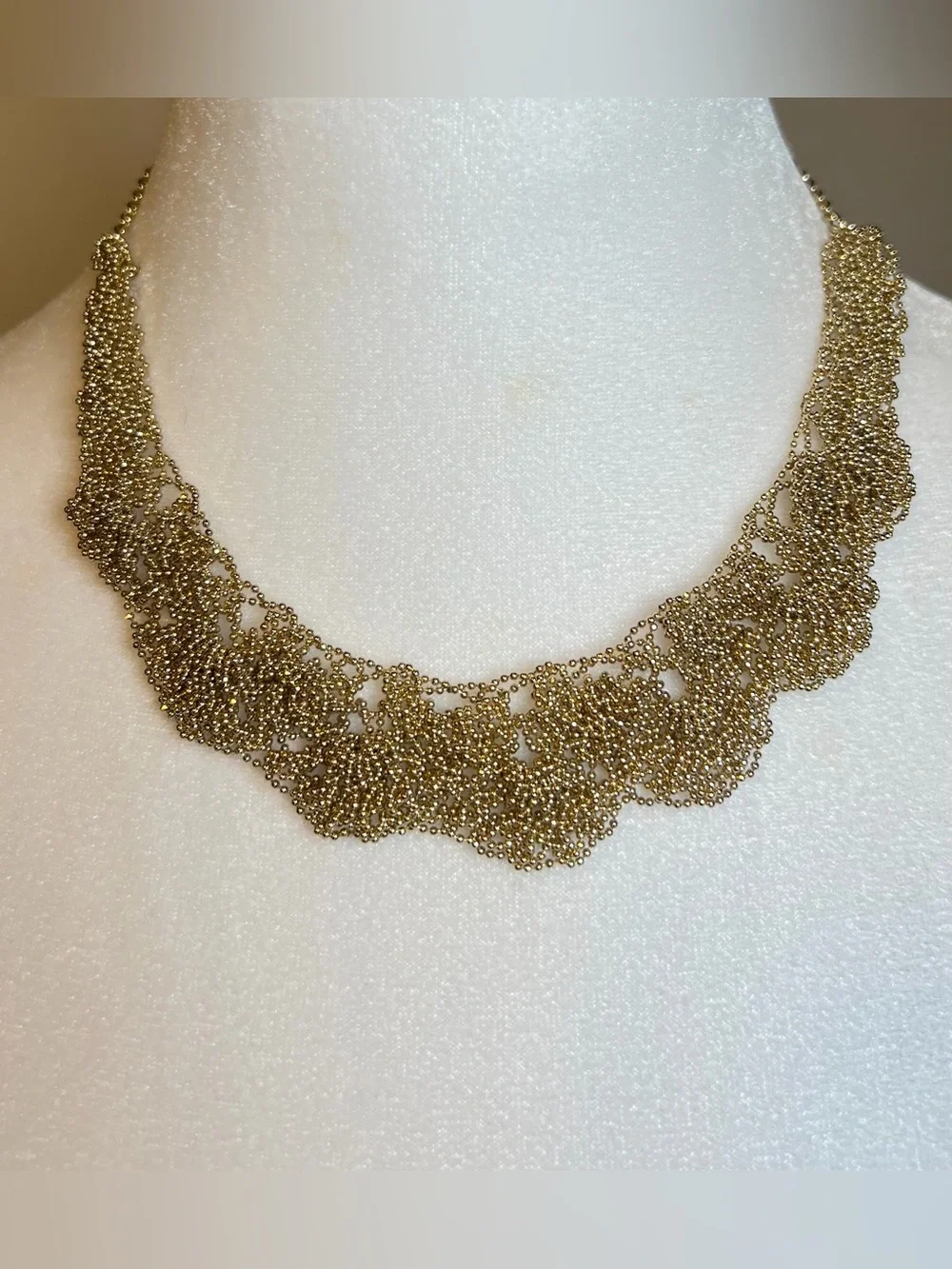 Elegant Gold Beaded Lace Necklace - Women Jewelry